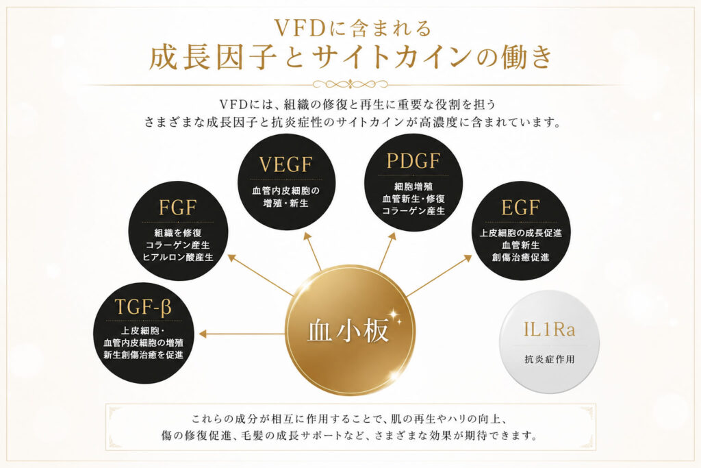 VFDに含まれる成長因子とサイトカインの働き